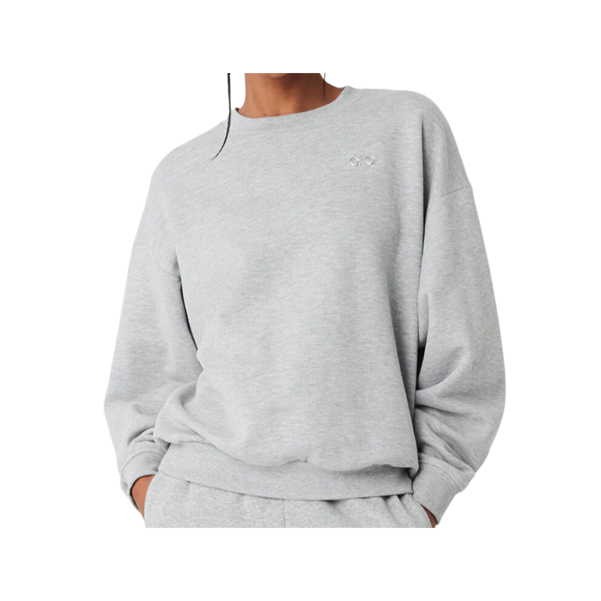 AMI Paris Logo Baumwoll-Sweatshirt mit Rundhalsausschnitt, Grau