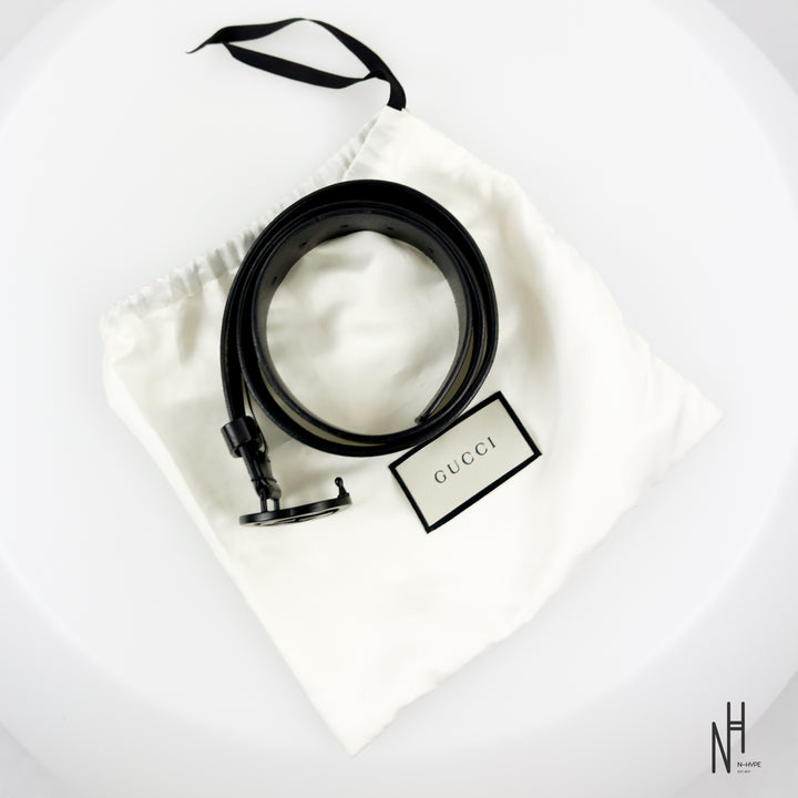 Gucci Matte Black Buckle Belt