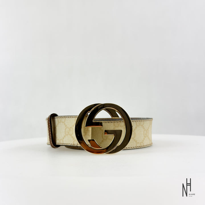 Gucci GG Supreme Belt White