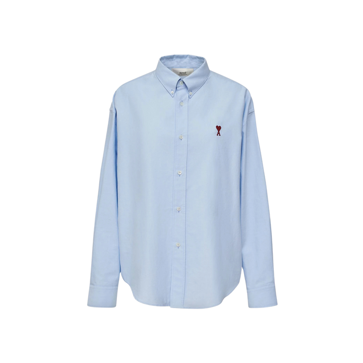 AMI Paris Boxy Cotton Oxford Shirt Blue