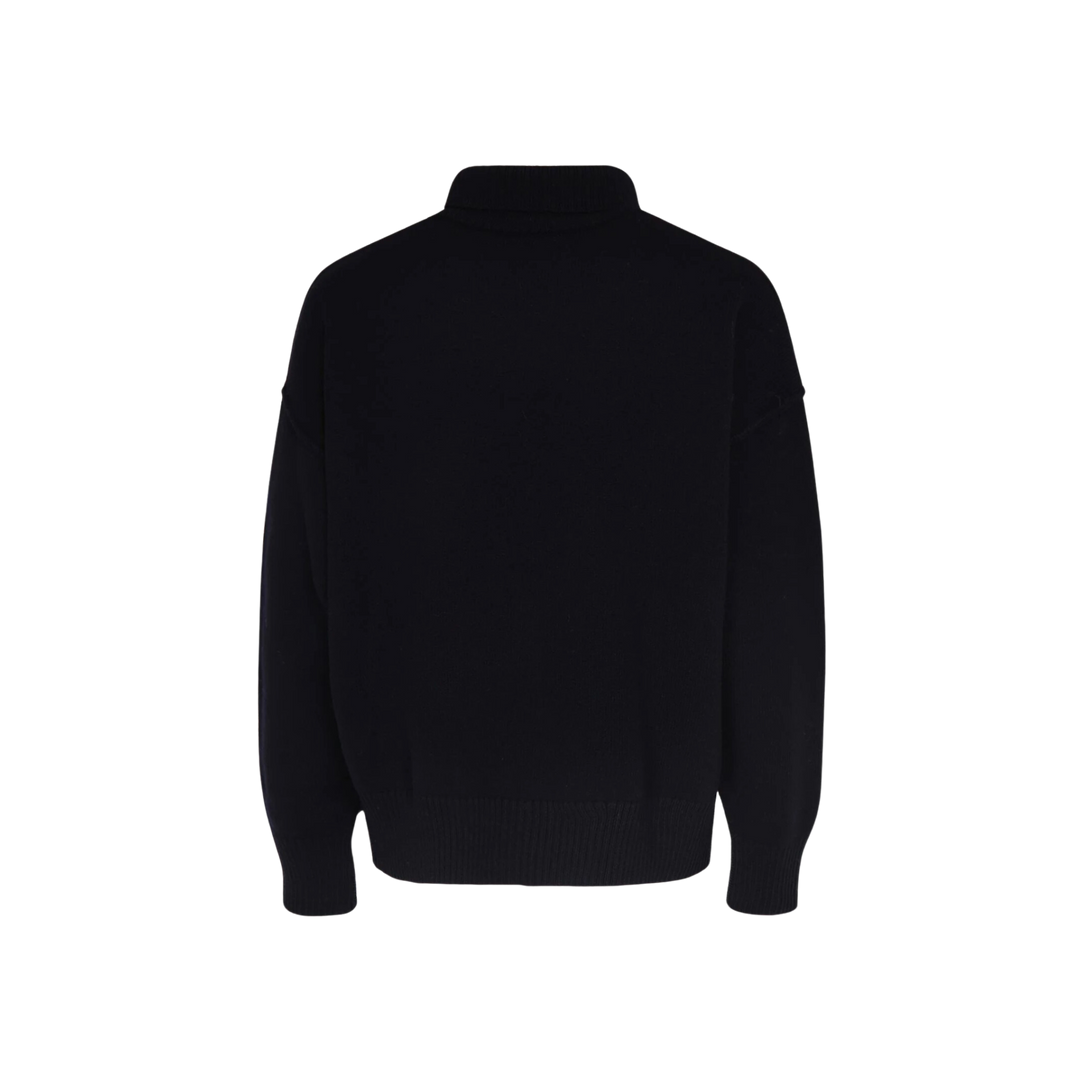 AMI Paris Logo Wool Turtleneck Sweater Black