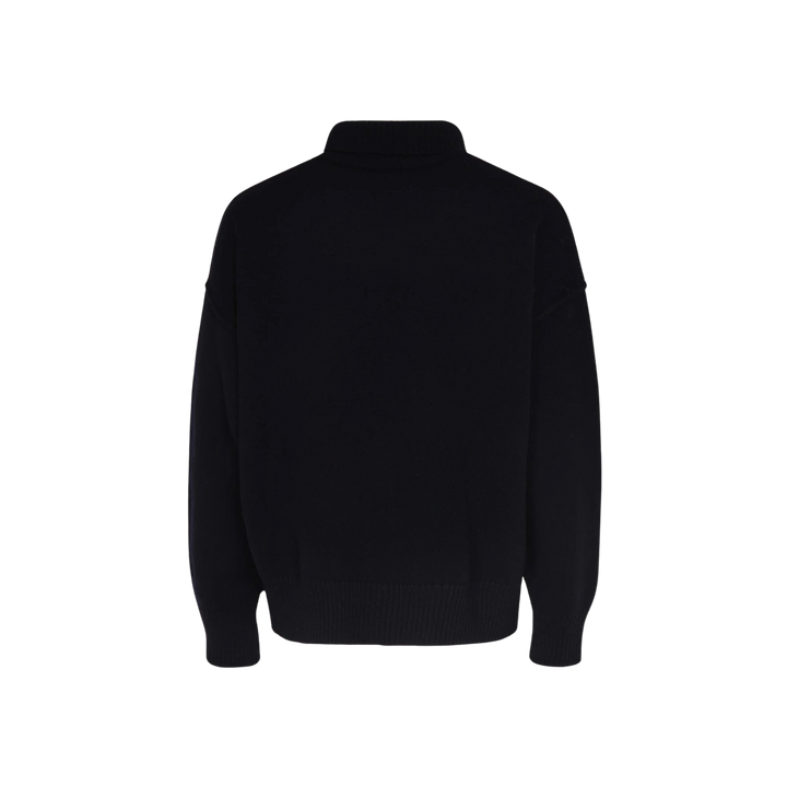 AMI Paris Logo Wool Turtleneck Sweater Black