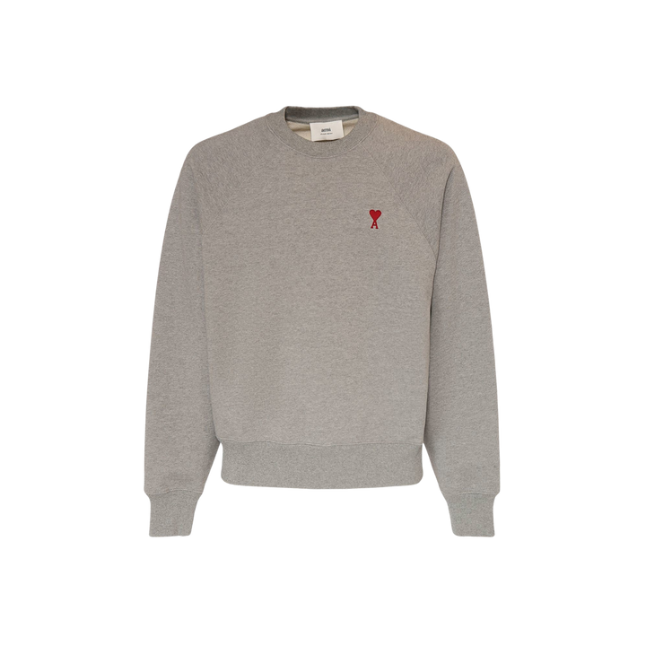 AMI Paris Logo Cotton Crewneck Sweatshirt Grey