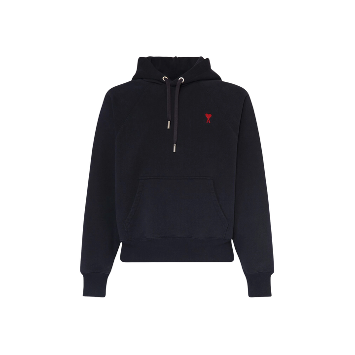 AMI Paris Logo Cotton Hoodie Black