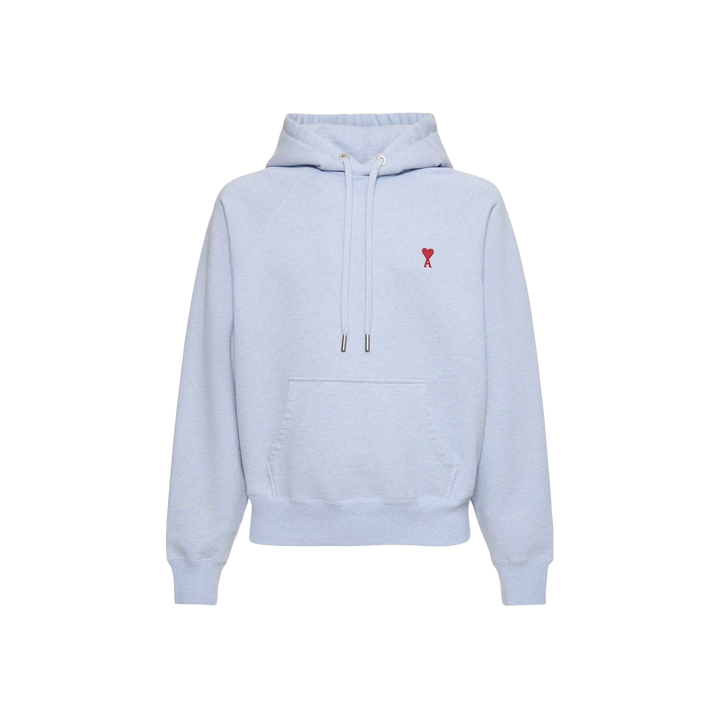 AMI Paris Logo Cotton Hoodie Blue