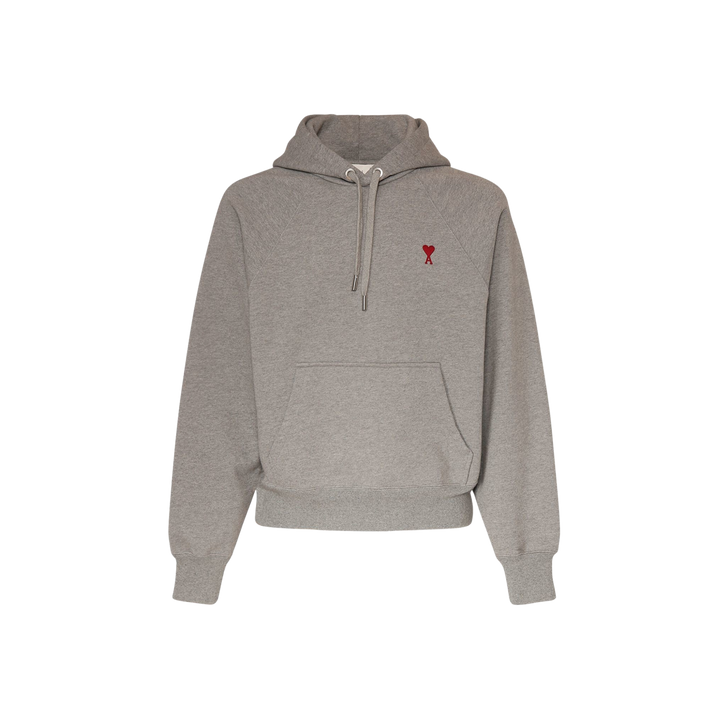 AMI Paris Logo Cotton Hoodie Grey