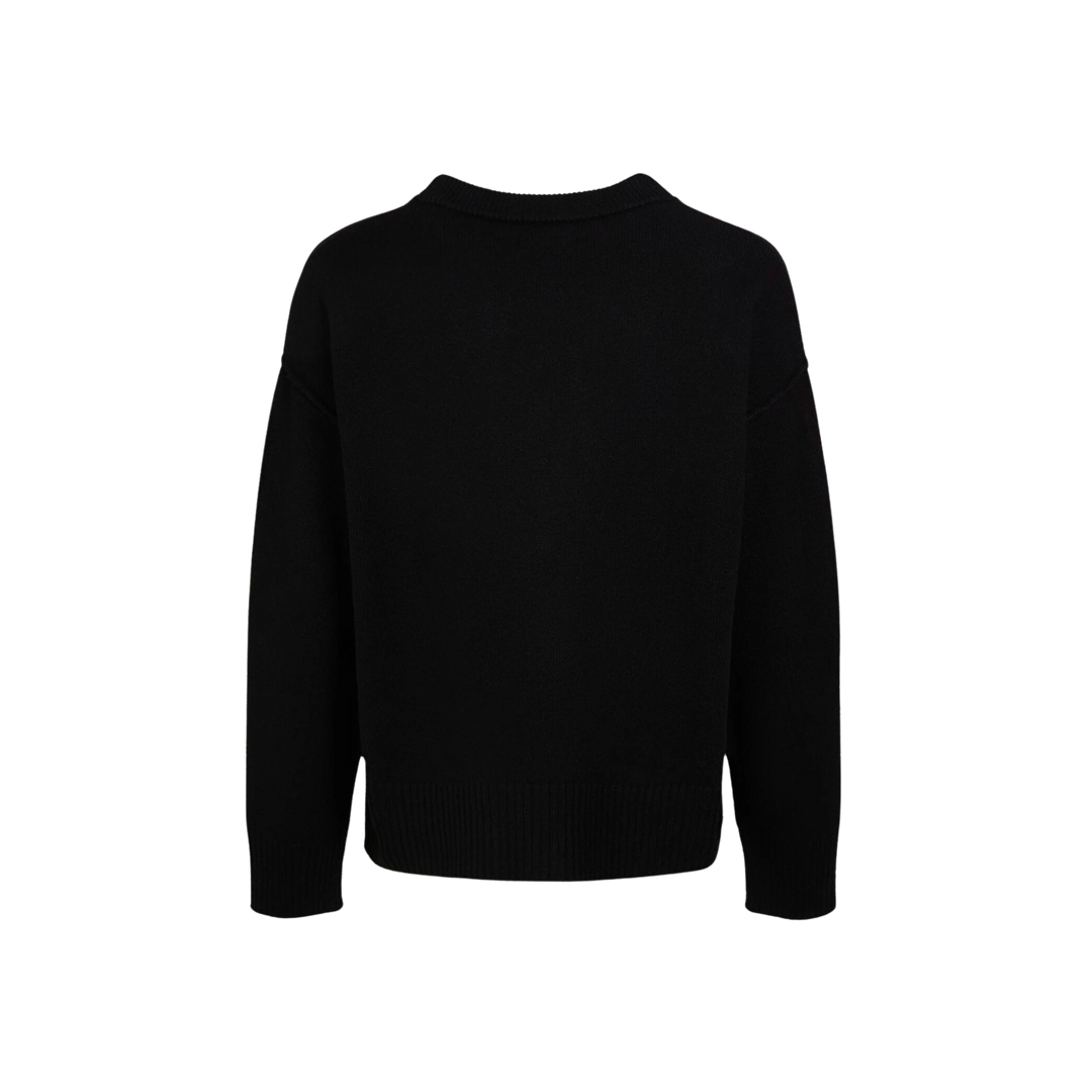 AMI Paris Logo Wool Knit Cardigan Black