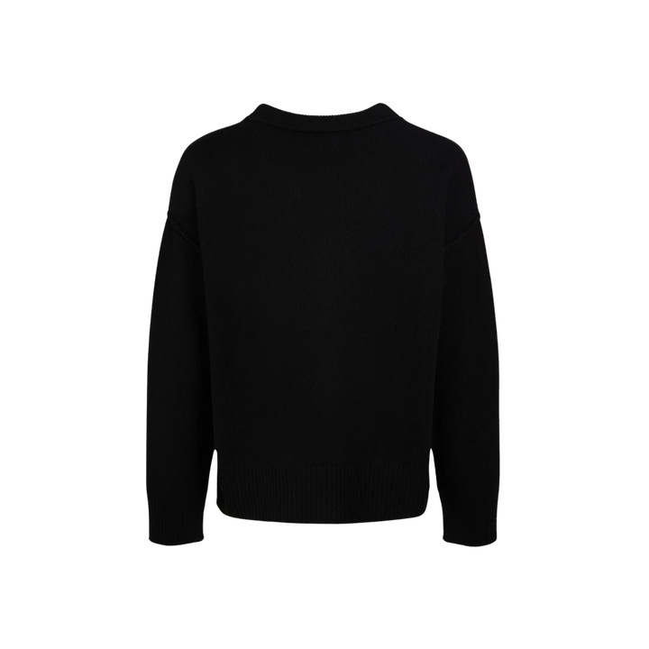 AMI Paris Logo Wool Knit Cardigan Black