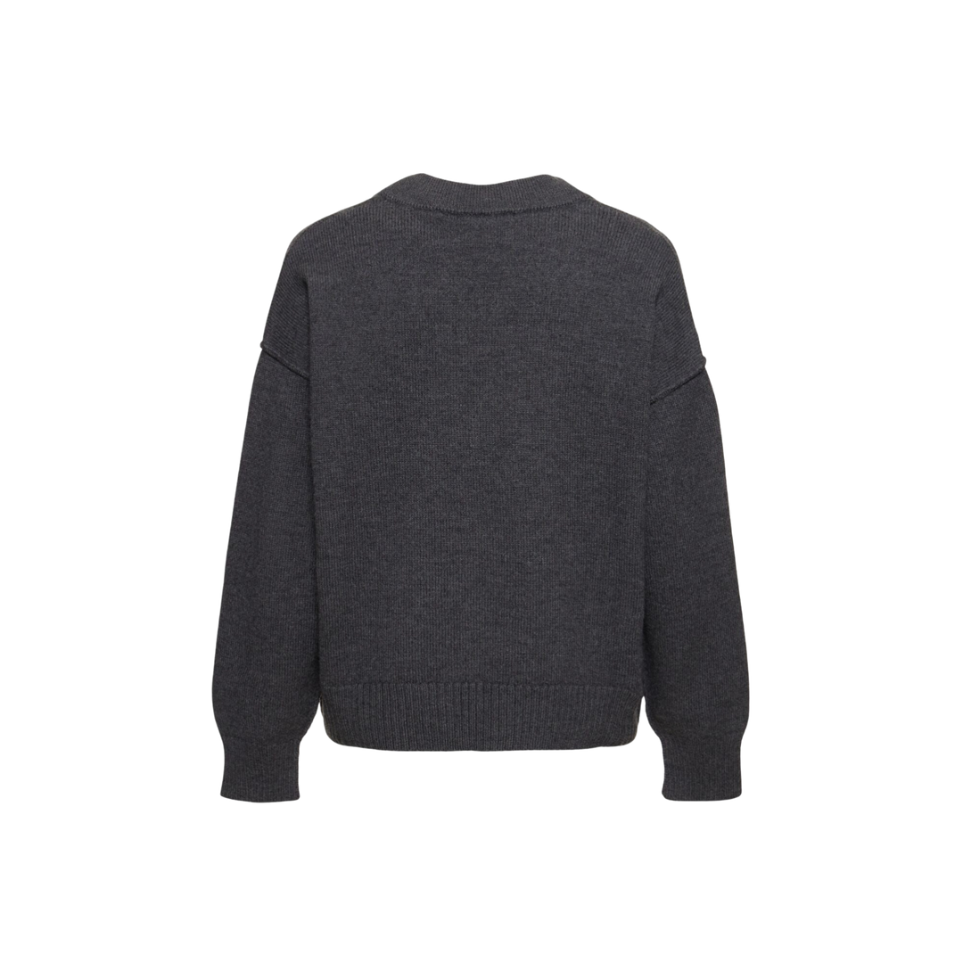 AMI Paris Logo Wool Knit Cardigan Grey