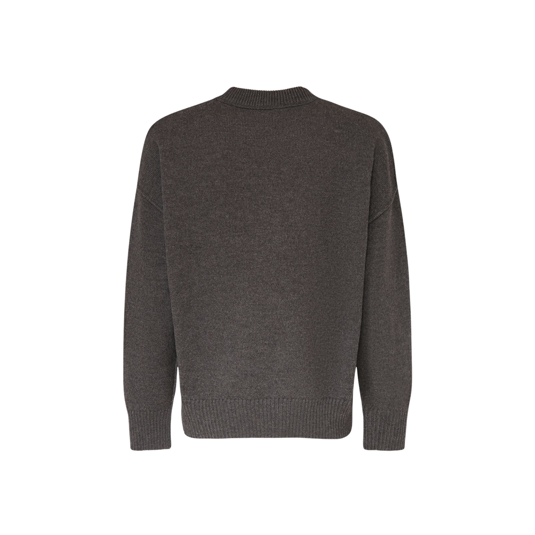 AMI Paris Logo Wool Knit Crewneck Grey