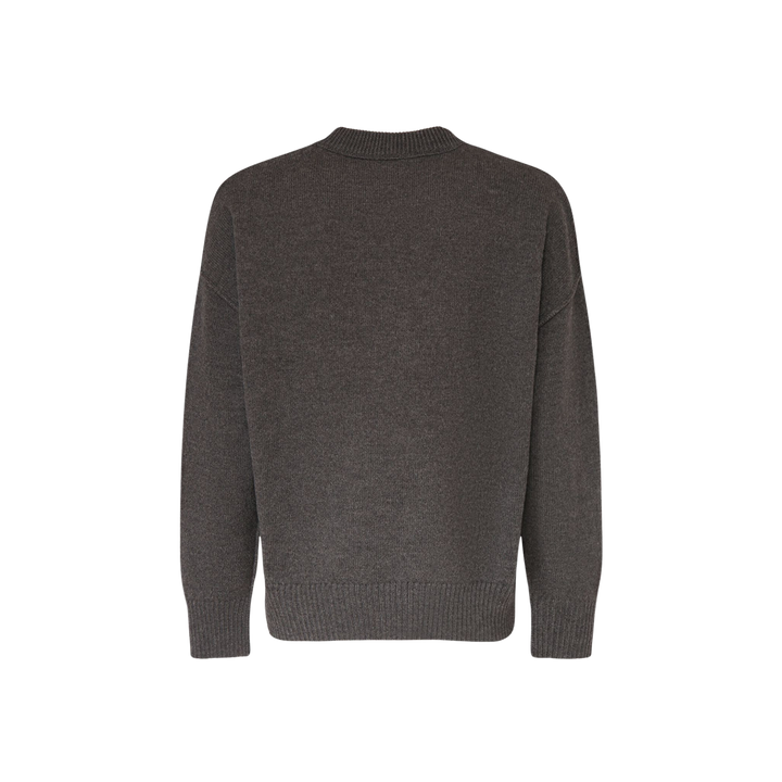 AMI Paris Logo Wool Knit Crewneck Grey