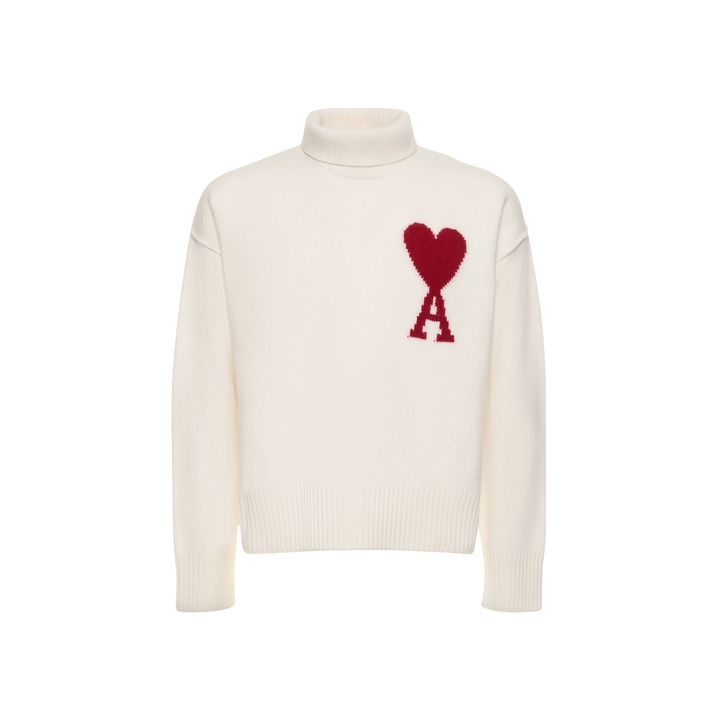 AMI Paris Logo Wool Turtleneck Sweater