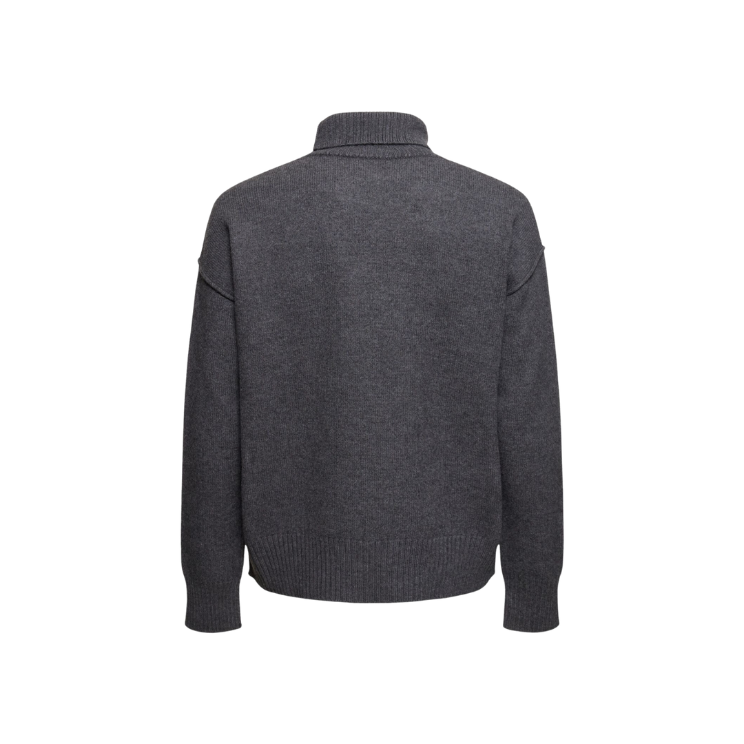 AMI Paris Logo Wool Turtleneck Sweater Grey