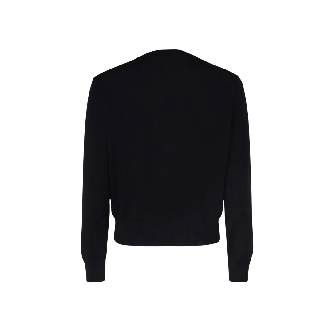 AMI Paris Logo Wool & Viscose Crewneck Sweater Black