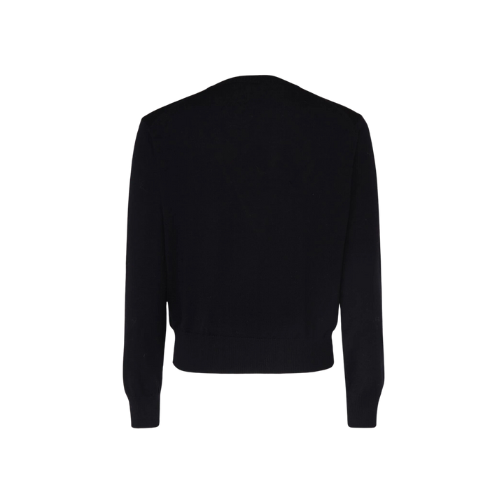 AMI Paris Logo Wool & Viscose Crewneck Sweater Black