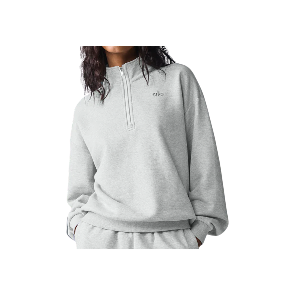 Alo Yoga Accolade 1/4 Zip Pullover Athletic Heather Gray | N-Hype