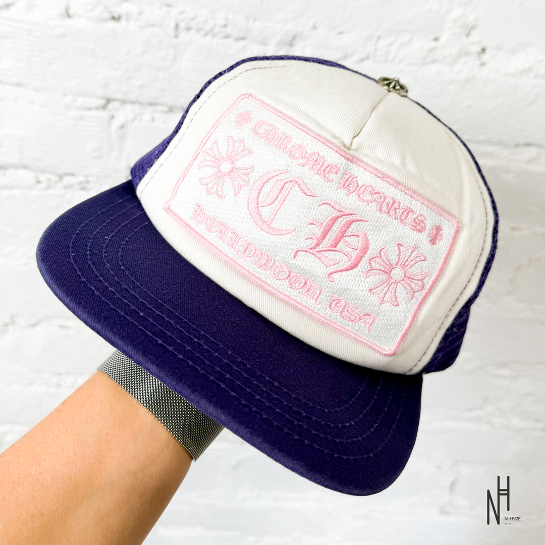Chrome Hearts CH Hollywood Trucker Hat Purple Pink