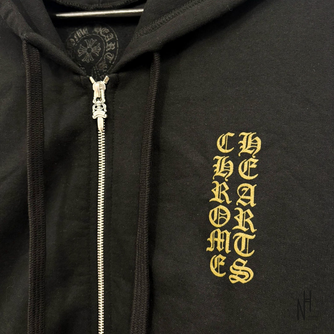 Chrome Hearts Army Green Logo Zip Up Hoodie Black
