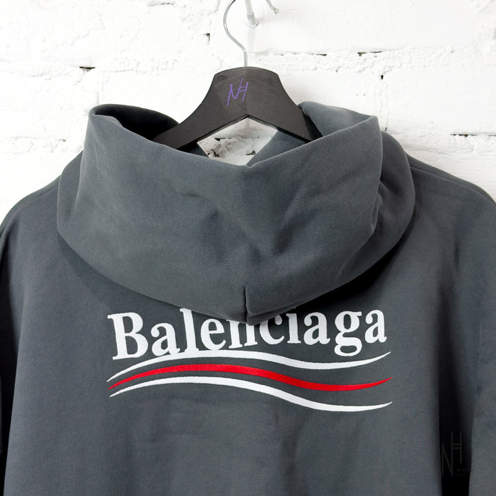 Balenciaga Political Campaign Large Fit Hoodie Dark Grey