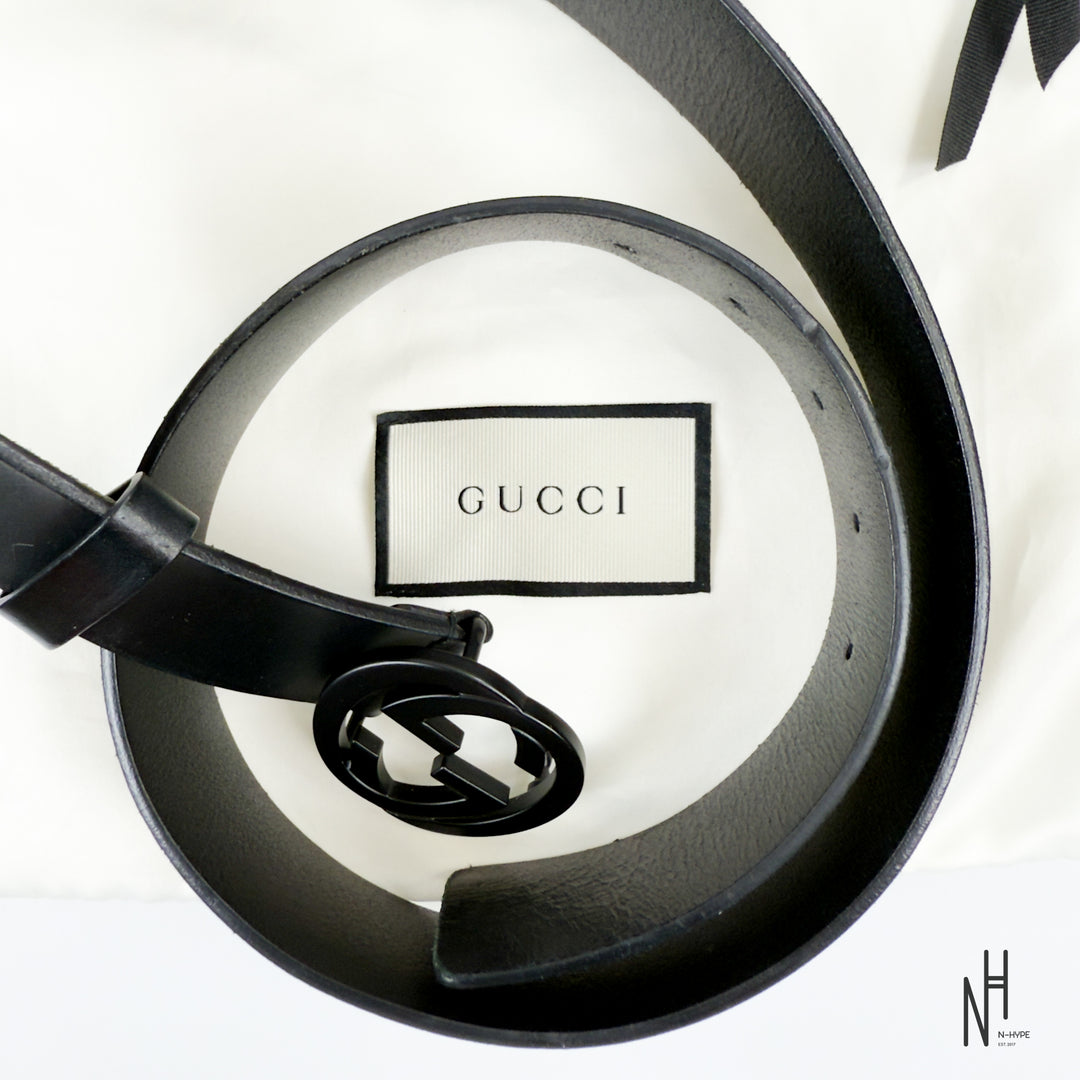 Gucci Matte Black Buckle Belt