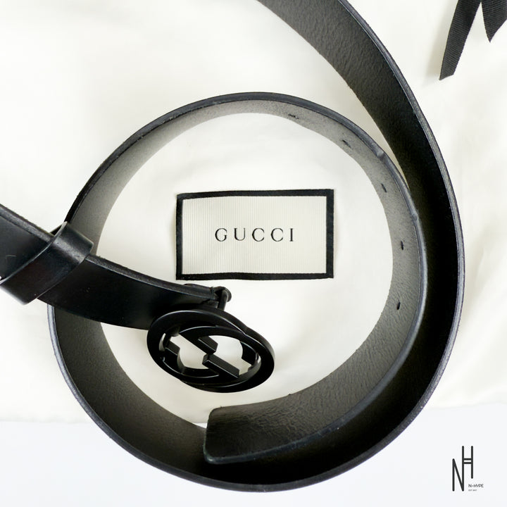 Gucci Matte Black Buckle Belt