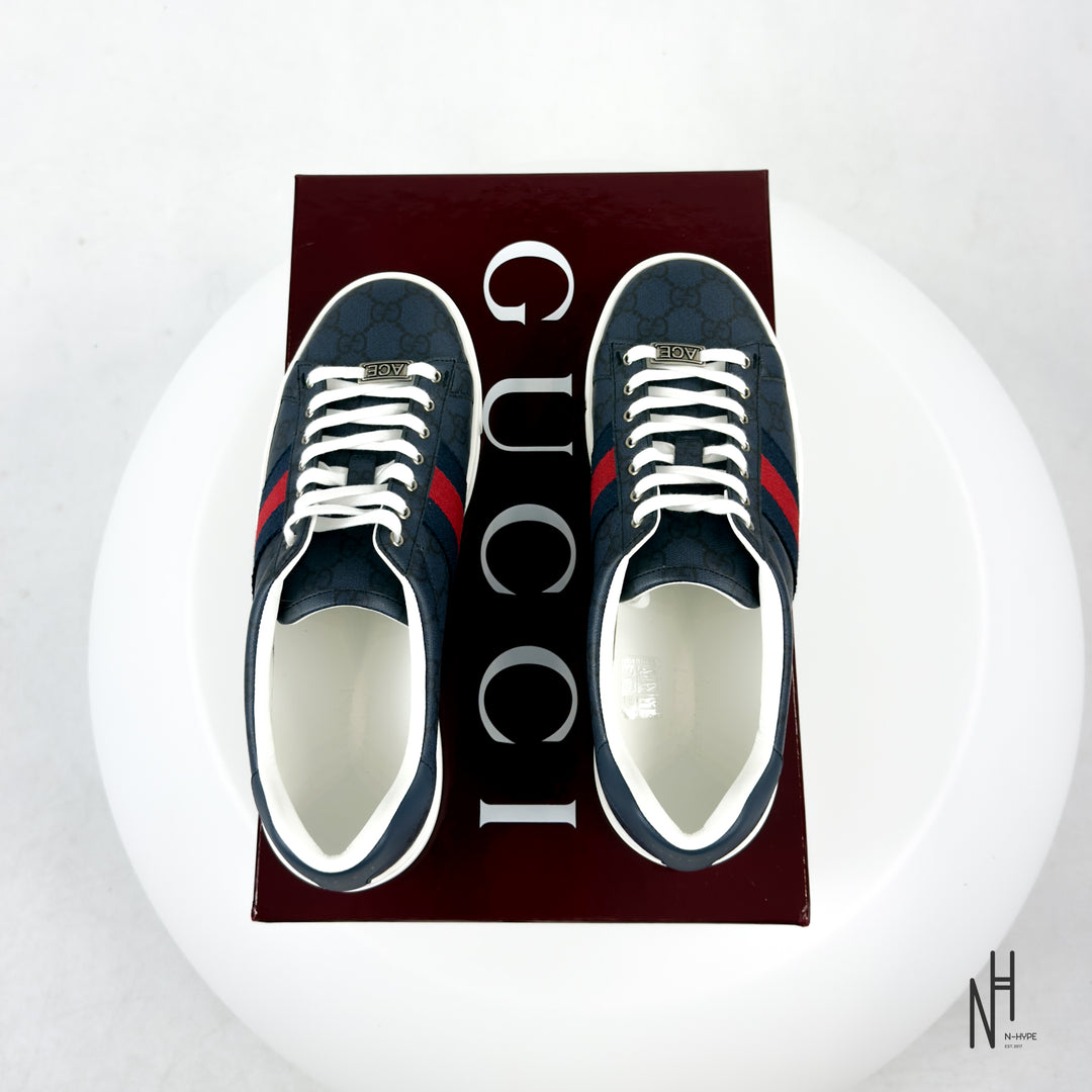Gucci Ace Web GG Supreme Canvas Navy