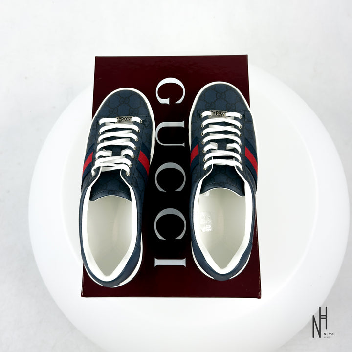 Gucci Ace Web GG Supreme Canvas Navy