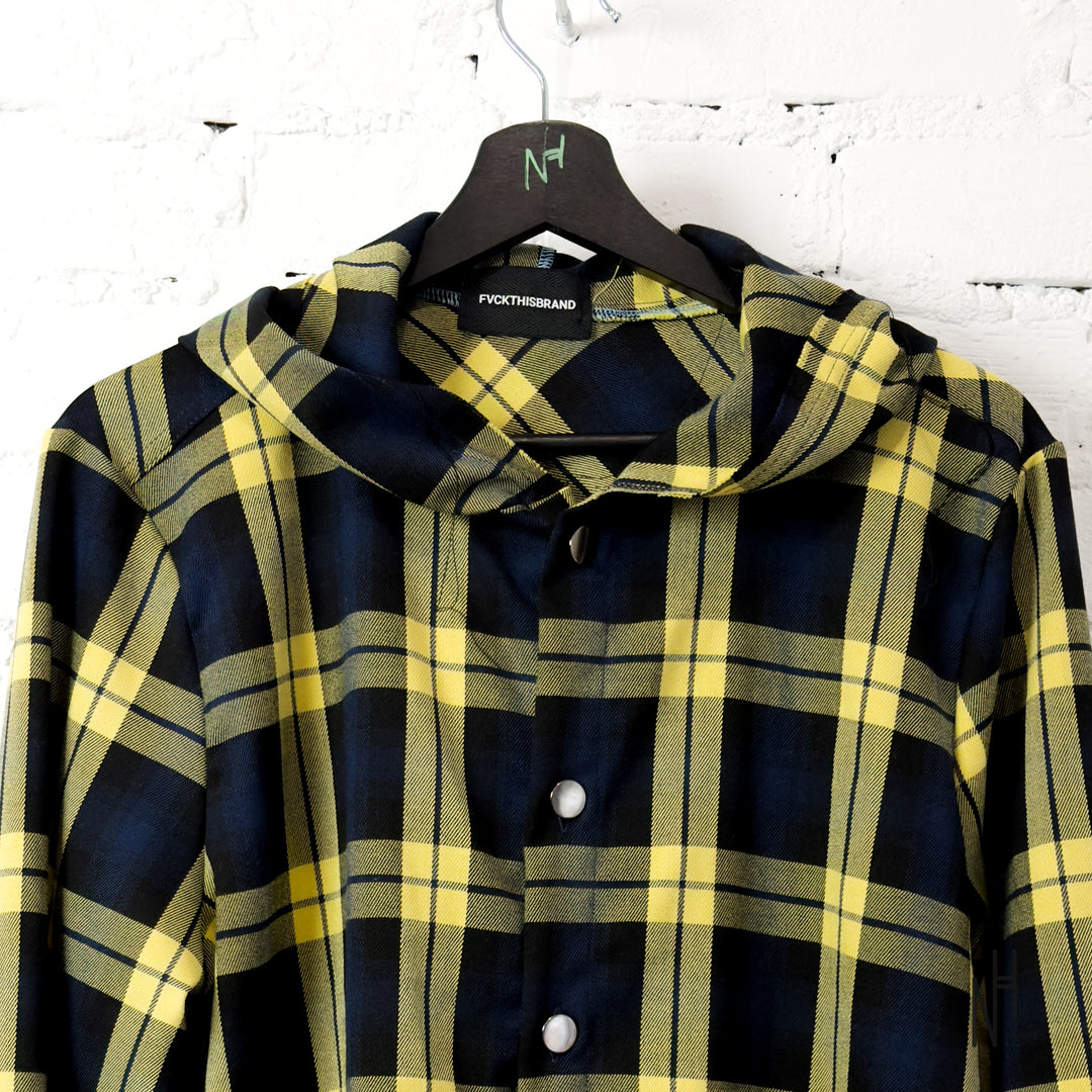 FVCKTHISBRAND FLANEL HOODIE YELLOW BLACK
