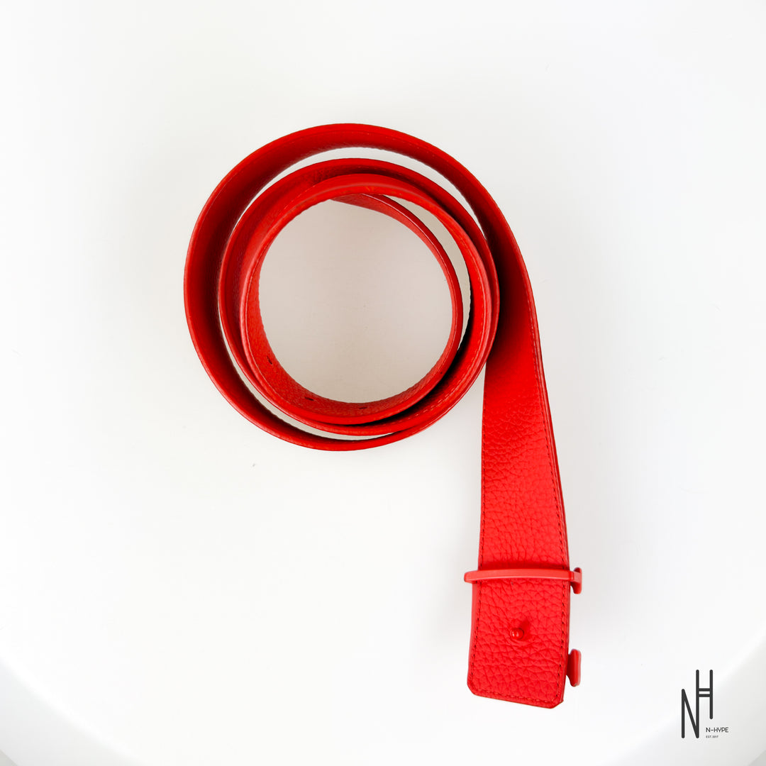 Louis Vuitton Initials 40MM Shape Leather Belt Red
