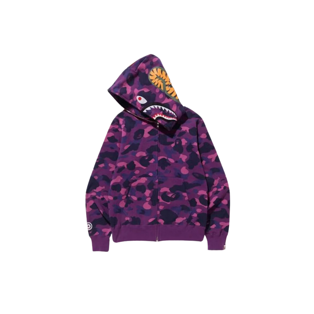 BAPE Color Camo Shark Full Zip Hoodie Purple