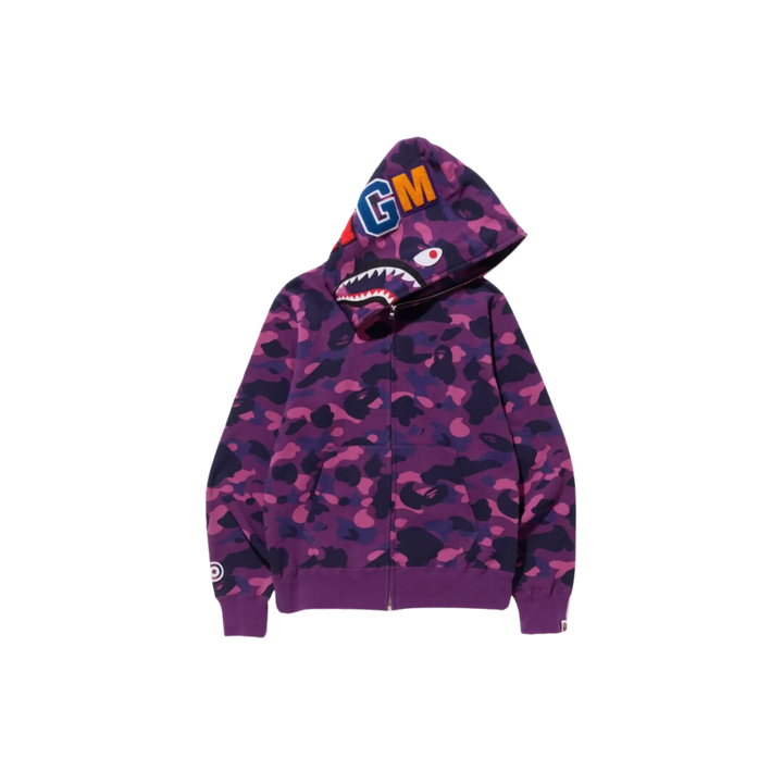 BAPE Color Camo Shark Full Zip Hoodie Purple