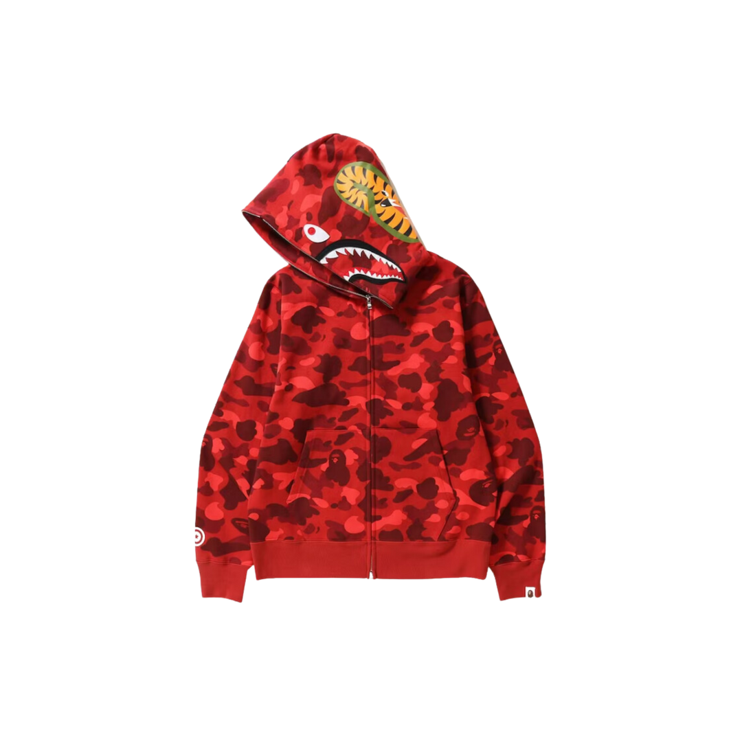 BAPE Color Camo Shark Full Zip Hoodie Red