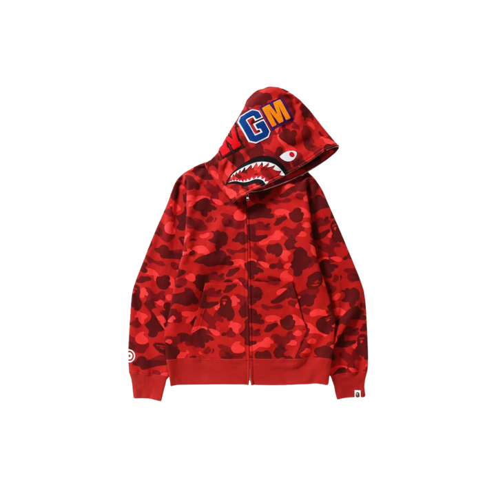 BAPE Color Camo Shark Full Zip Hoodie Red