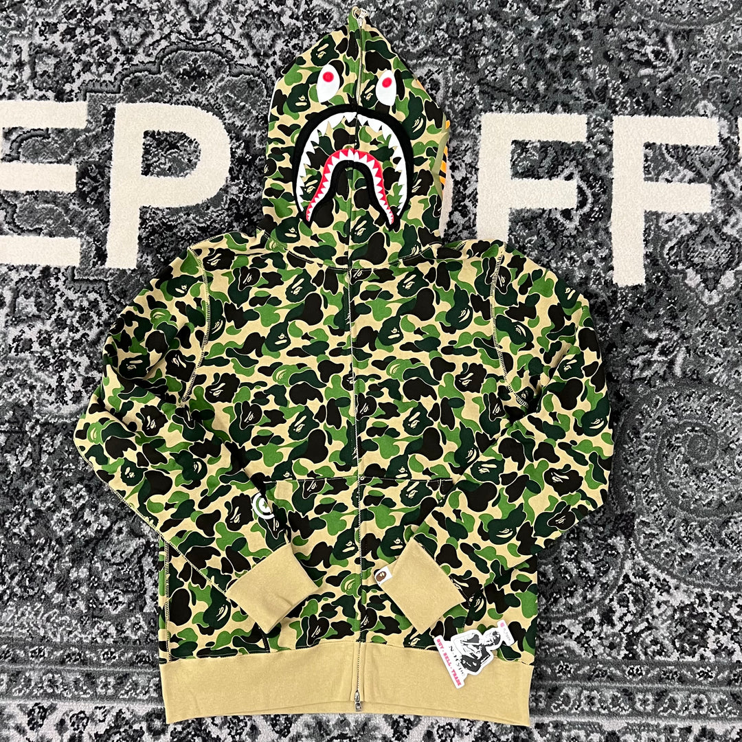 Bape shark hoodie green camo sales