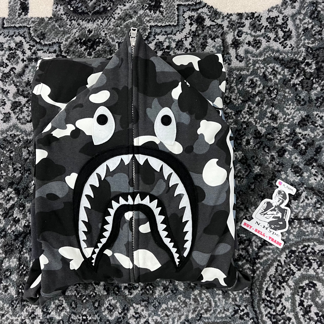 BAPE City Camo Shark WGM Full Zip Hoodie Black N Hype