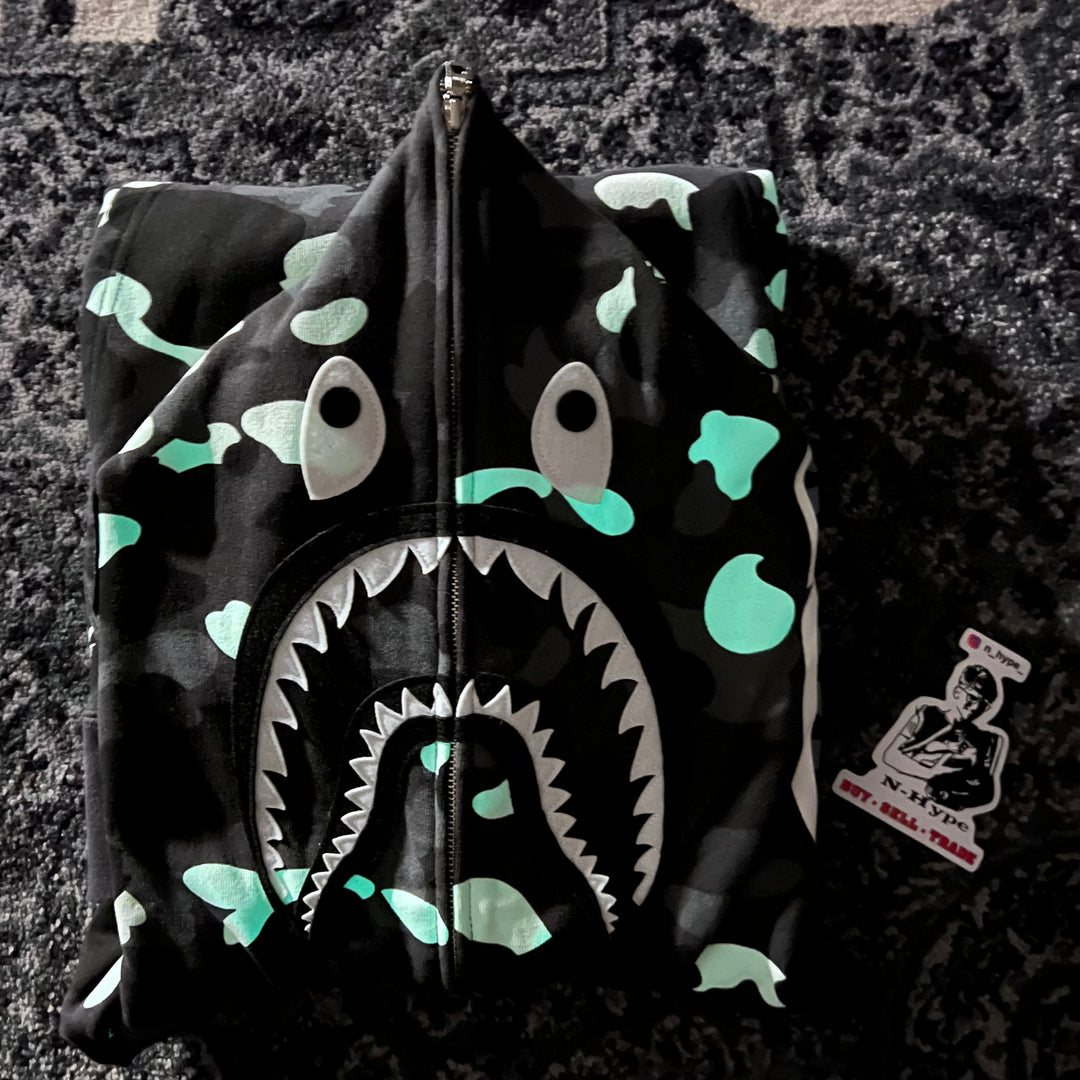 Bape shark hoodie glow in the dark sales