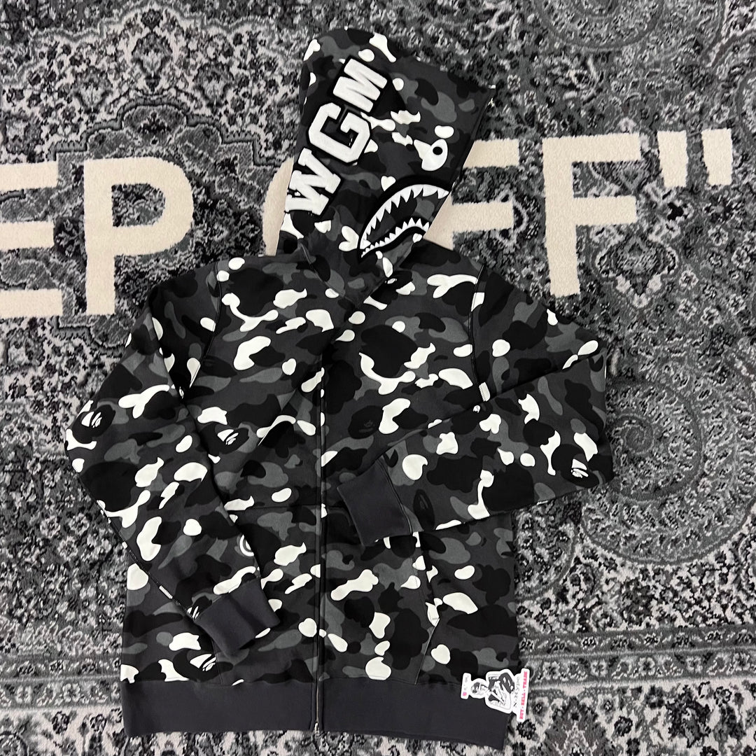 BAPE City Camo Shark WGM Full Zip Hoodie Black N Hype