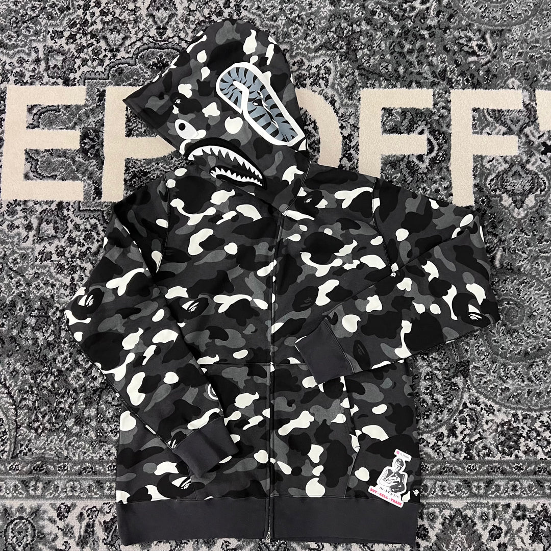 BAPE City Camo Shark WGM Full Zip Hoodie Black N Hype