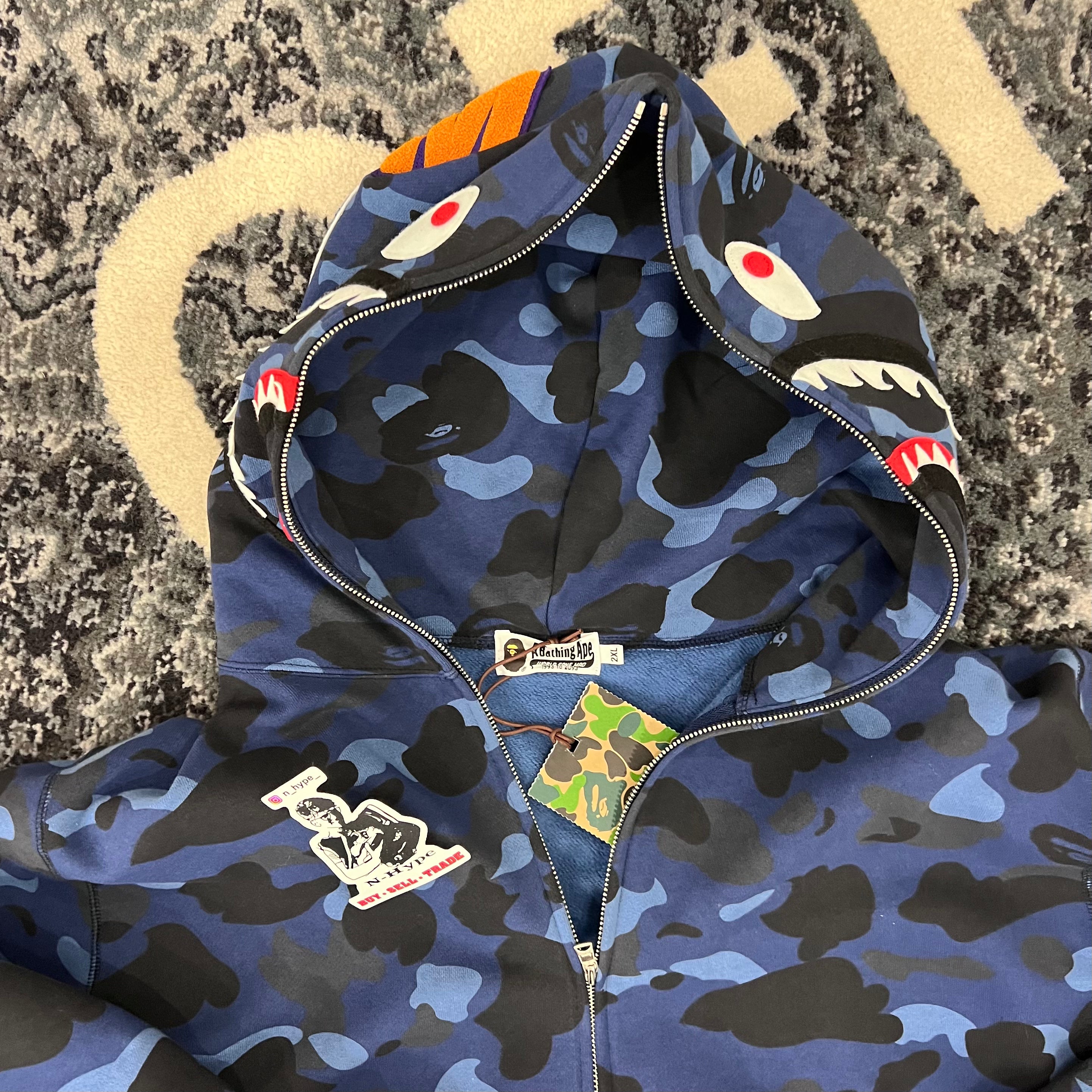 Bape Color BAPE Color Camo Shark Full Zip Hoodie Navy