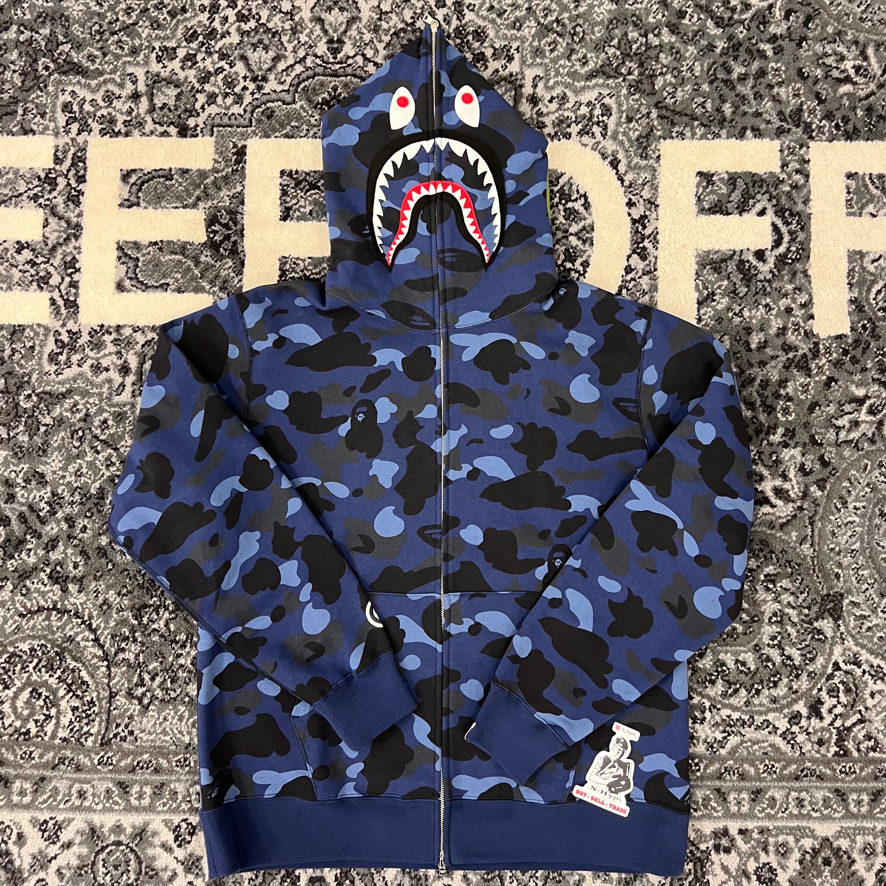 Bape Color BAPE Color Camo Shark Full Zip Hoodie Navy