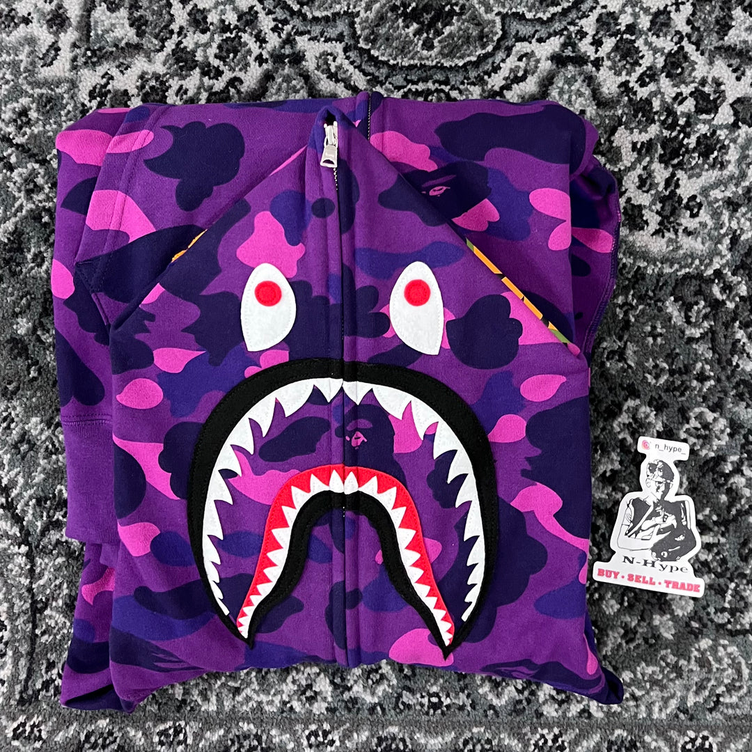 BAPE Color Camo Shark Full Zip Hoodie Purple N Hype