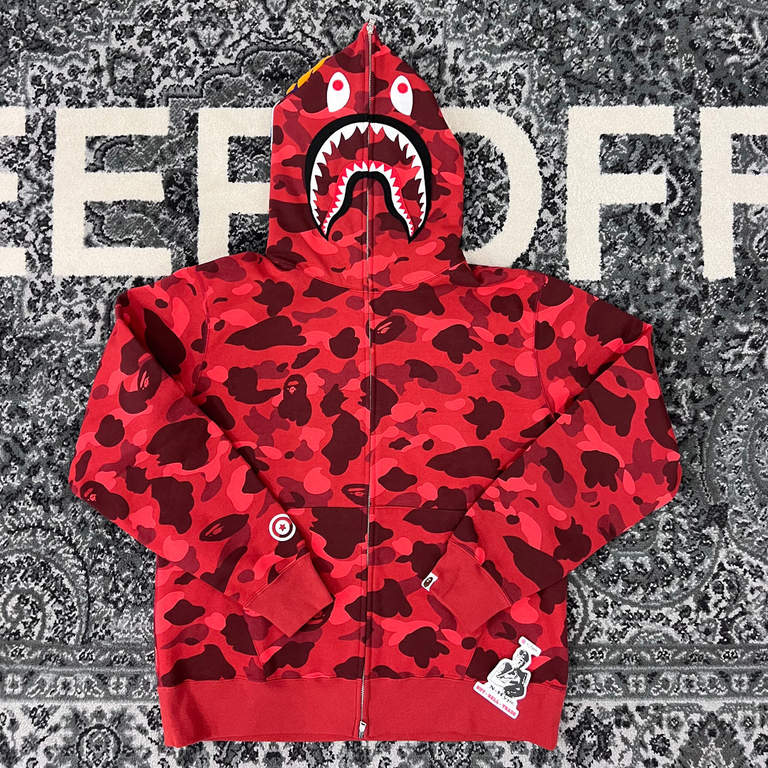 BAPE Color Camo Shark Full Zip Hoodie Red N Hype