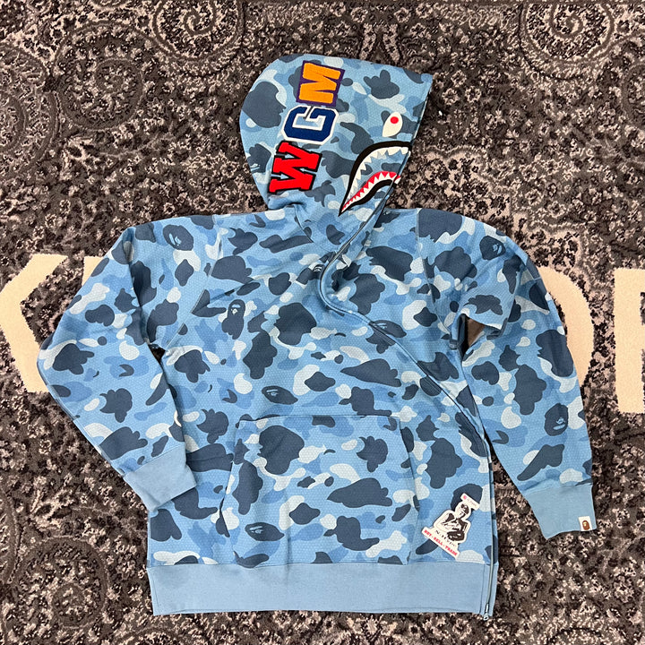 BAPE HONEYCOMB CAMO SHARK HOODIE BLUE Lodz Polska Przod Prawo