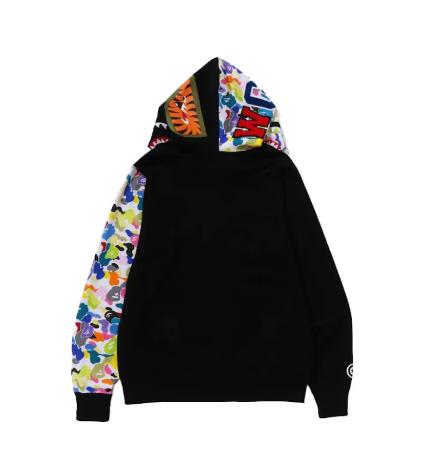 BAPE Multi Camo NYC Logo Shark Full Zip Hoodie Black N Hype