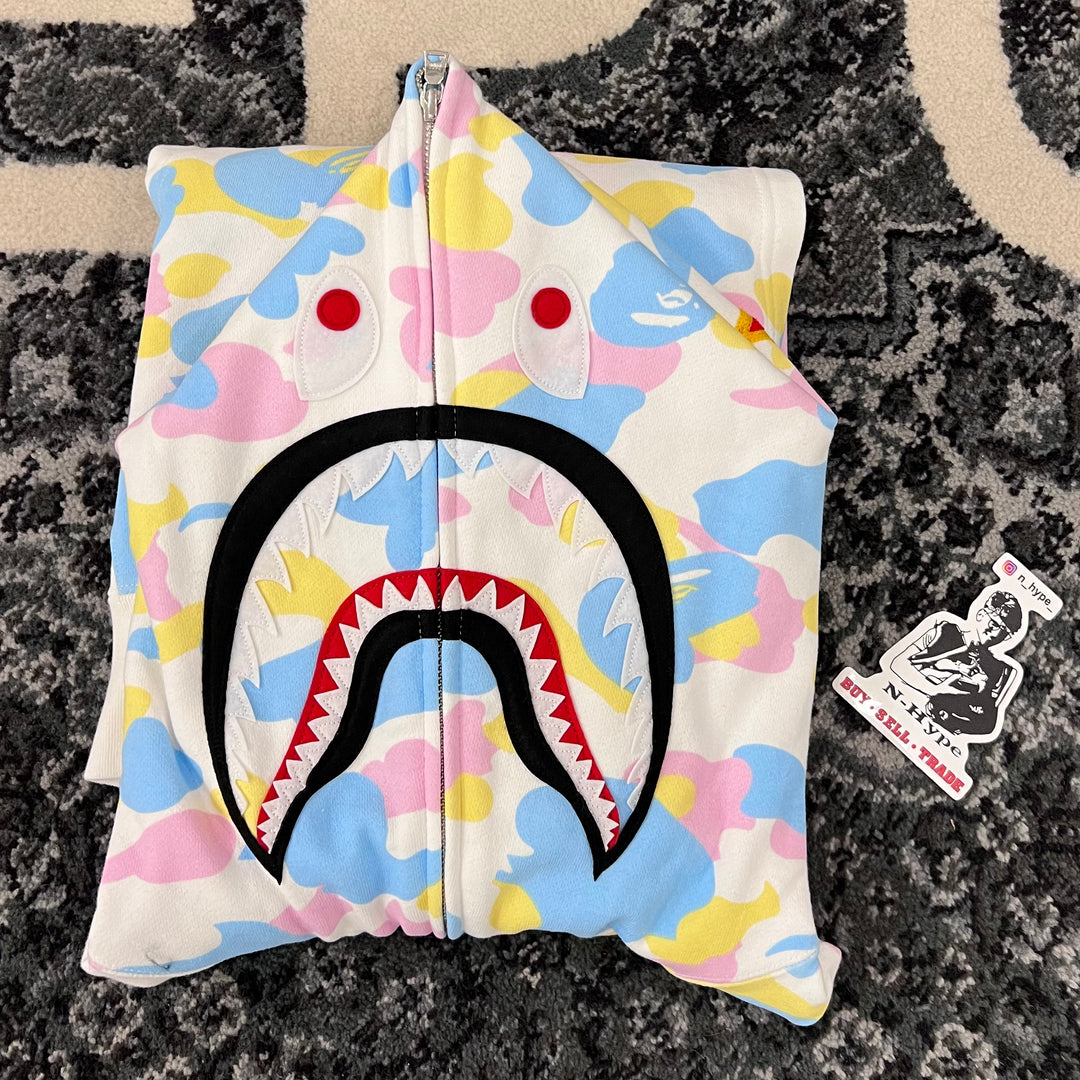 BAPE New Multi Camo 2nd Shark Full Zip Hoodie White N Hype