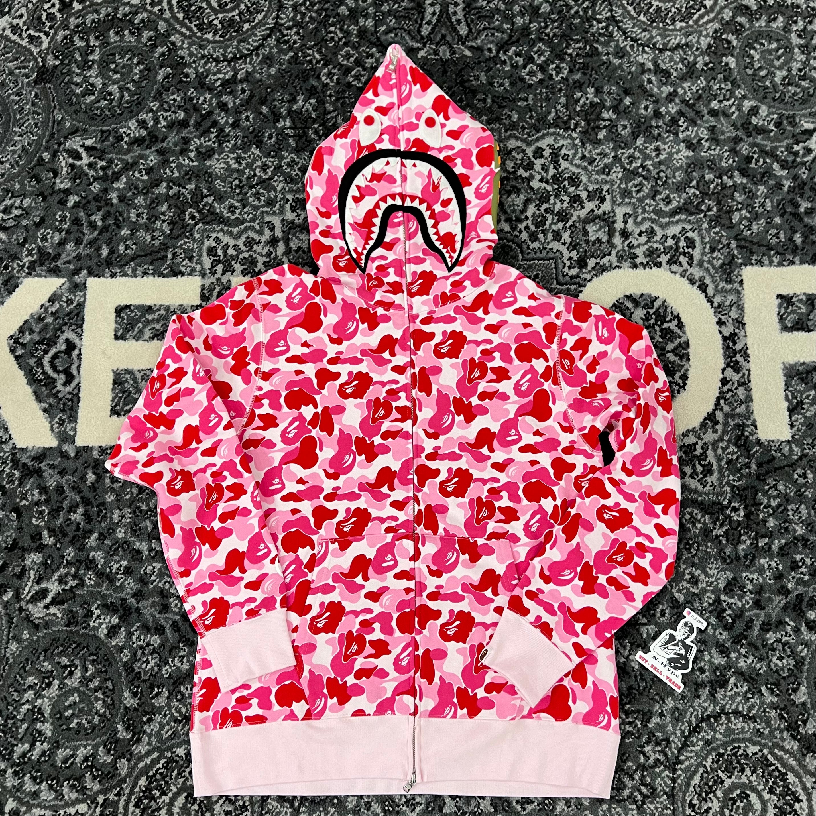 BAPE SHARK ZIP HOODIE Pink Camo