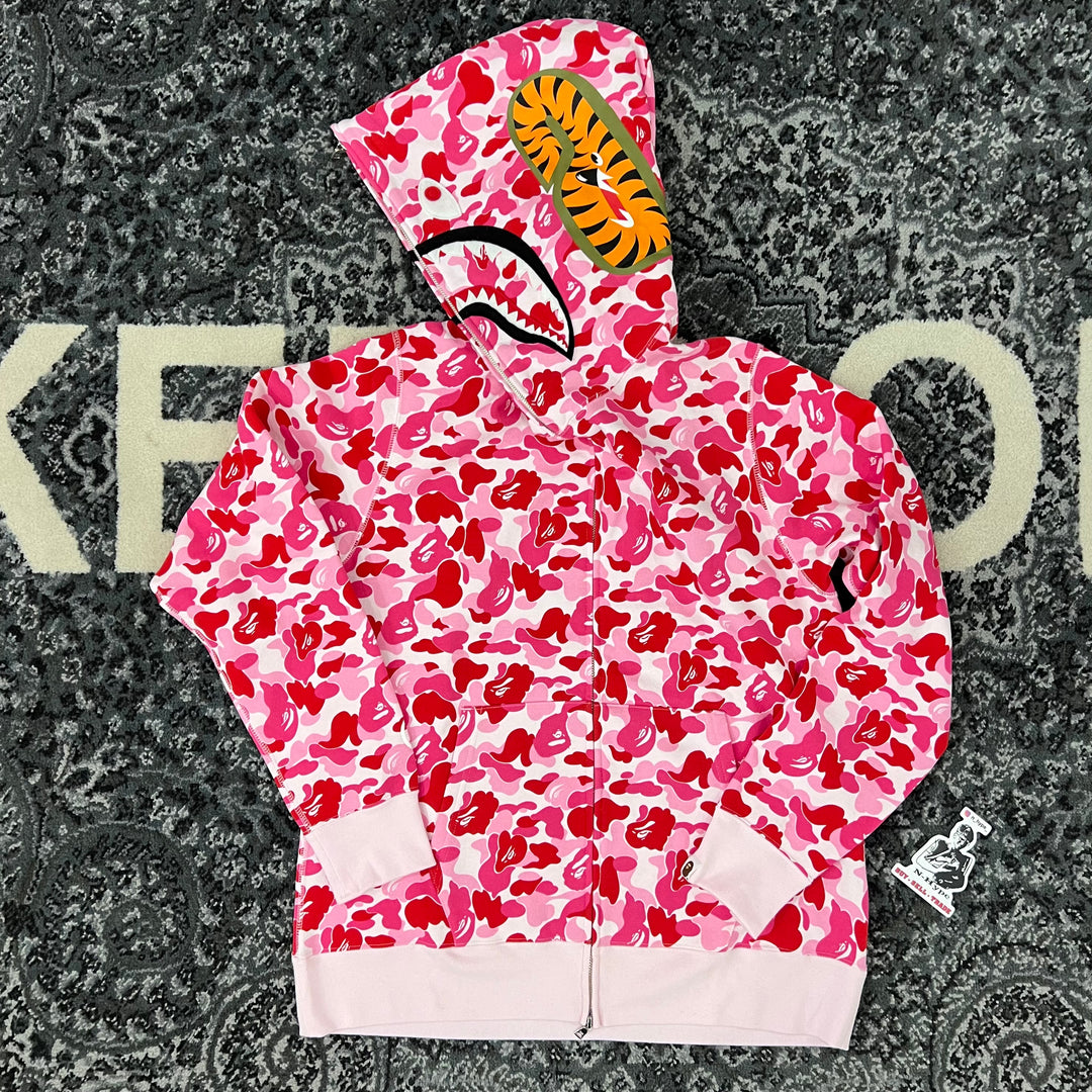 BAPE ABC Camo Shark Full Zip Hoodie Pink