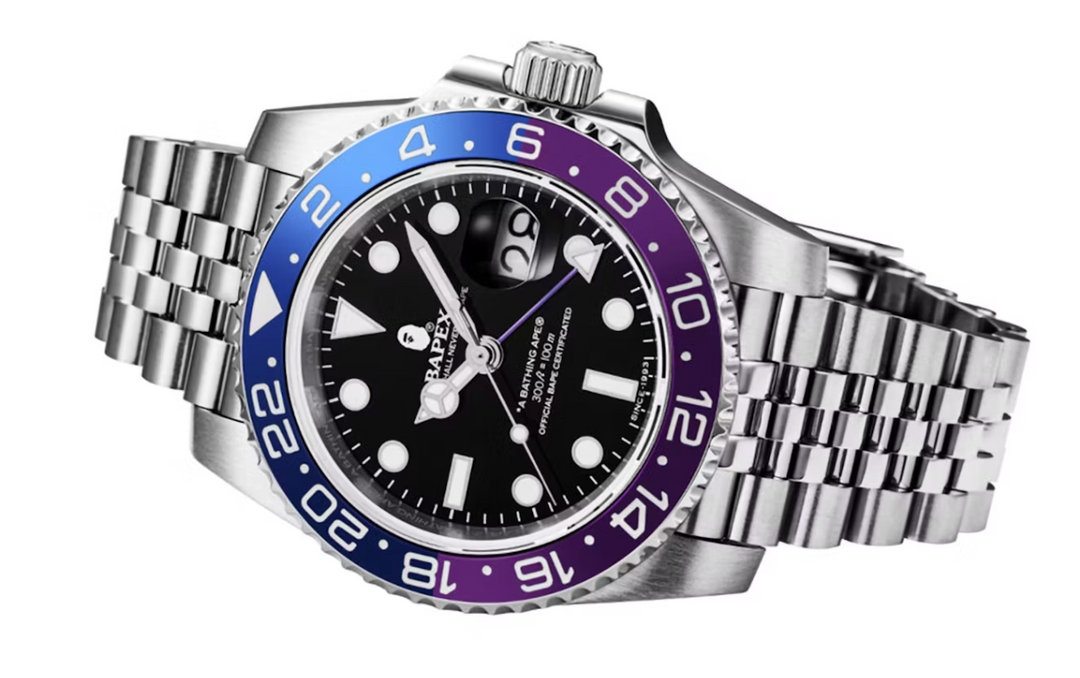 BAPE Type 2 Bapex #1 Watch Silver/Blue/Purple Front 2 Lodz Polska