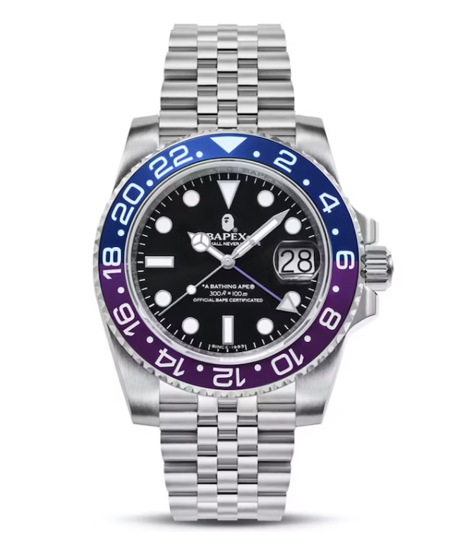 BAPE Type 2 Bapex #1 Watch Silver/Blue/Purple Front Lodz Polska