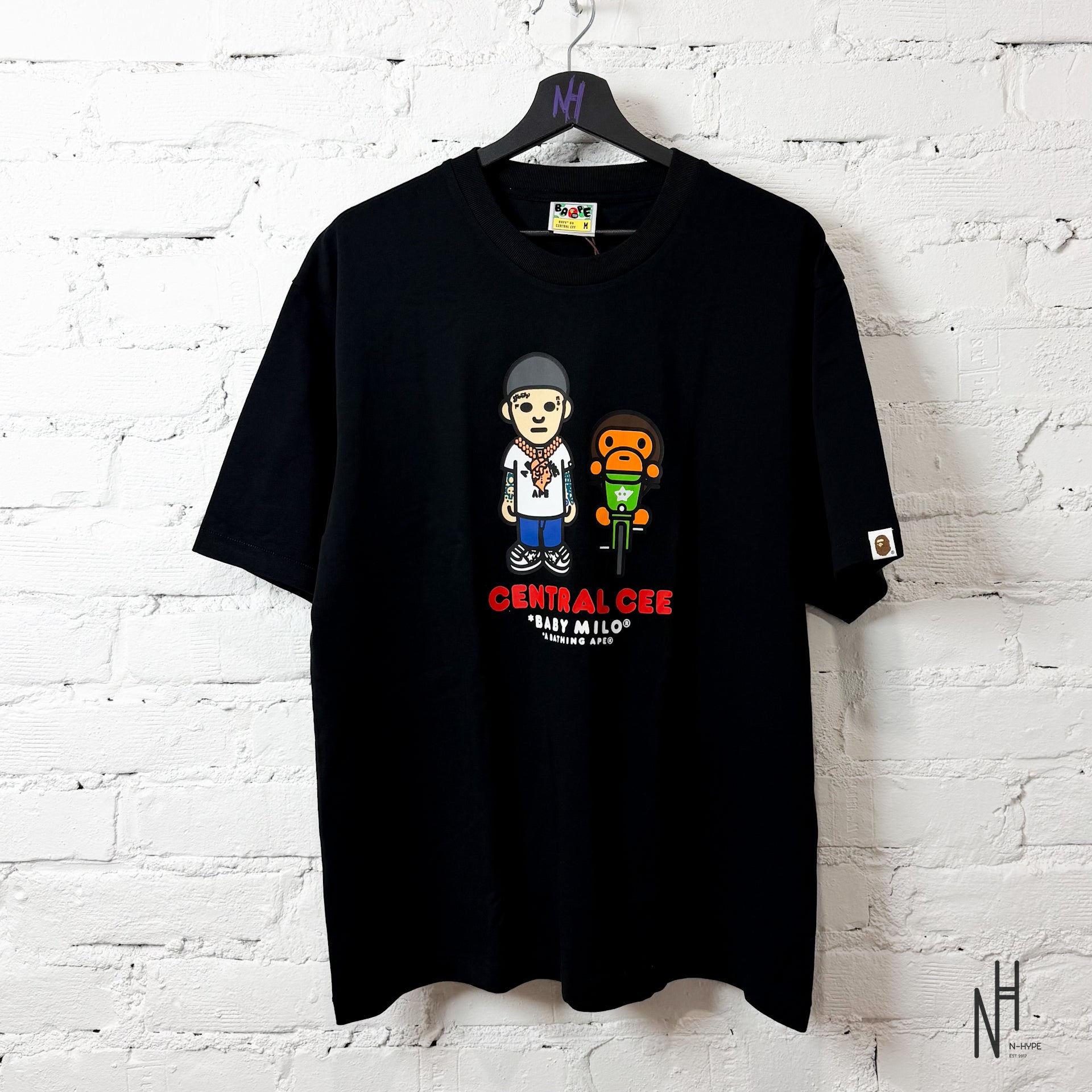 BAPE X CENTRAL CEE Tシャツ Mサイズ ブラック BAPE x Spotify x Central Cee Bax Milo Tee T-shirt Black | N-Hype